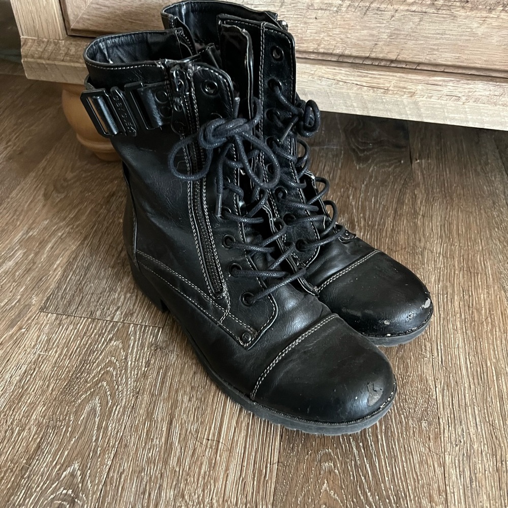 Black combat boots